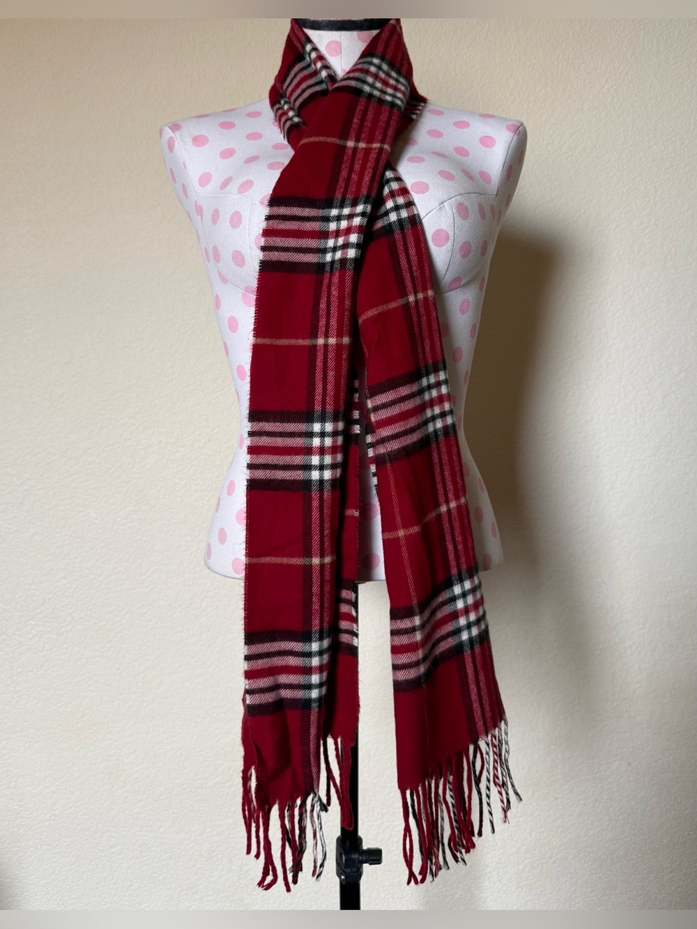 Soft Acrylic Red Plaid Scarf
